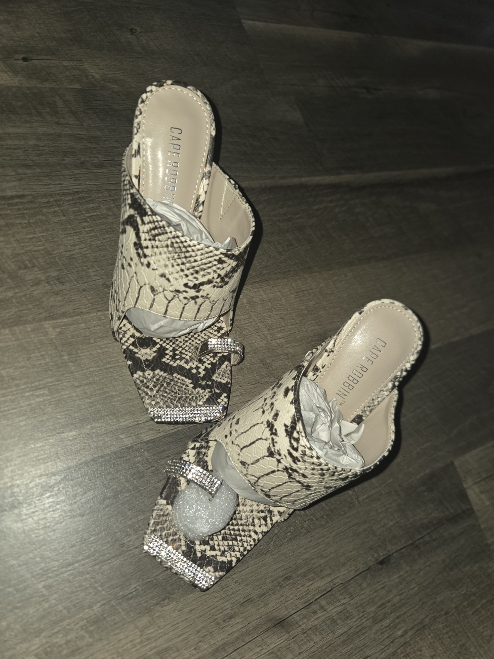 Cape Robbin Snake-Print Rhinestone Square-Toe Mules - Picture 4 of 6